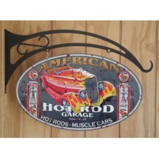American Hot Rod Garage Double Sided tin metal sign