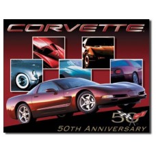 Corvette 50th Car tin metal sign