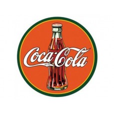 Coke-Round 30's Bottle Logo tin metal sign