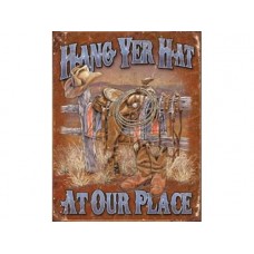 Hang Yer Hat tin metal sign