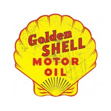 Golden Shell Clam Cutout tin metal sign
