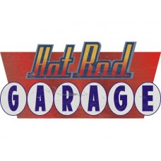 Hot Rod Garage Long with Circles tin metal sign