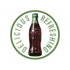 Coke-Round 60's Bottle Logo tin metal sign