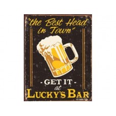 Luckys Bar tin metal sign