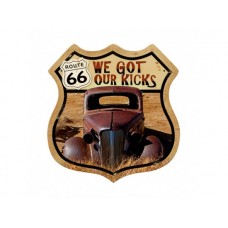 Route 66 Shield Rusty tin metal sign
